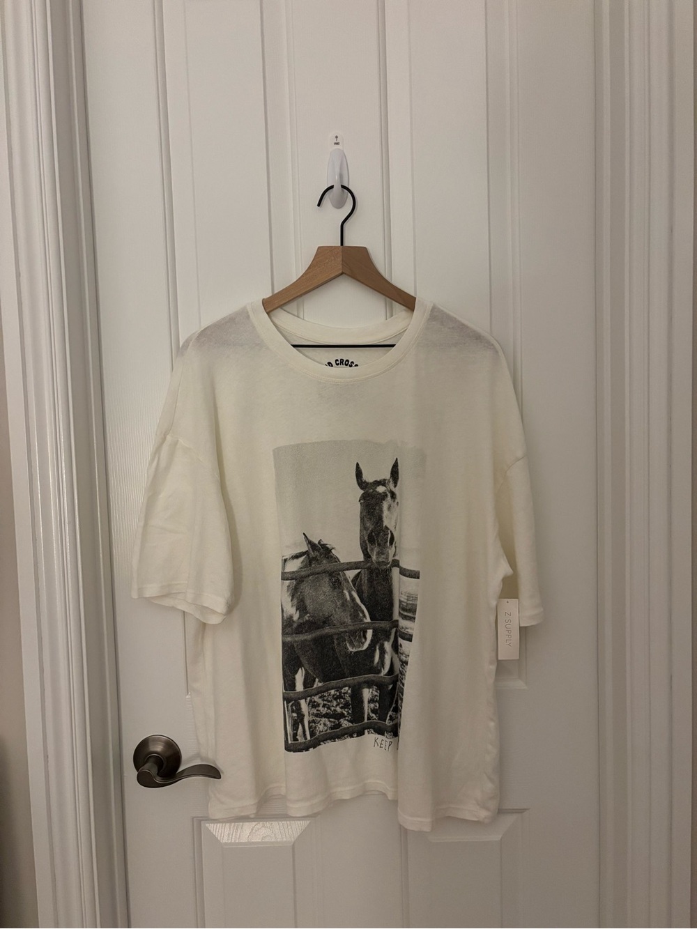 Z Supply Cream Short‑Sleeve Tee with Horse Photo Graphic